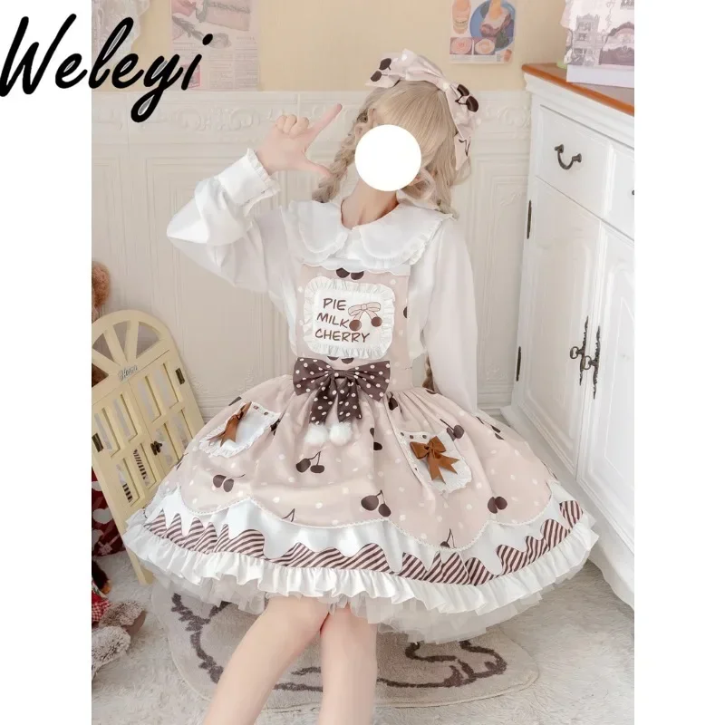 Super Popular Kawaii Lolita Princess Faldas Para Mujeres Cute Suspender Jsk Skirts Sweet Light Lo Skirt A Princess Medium Jupes