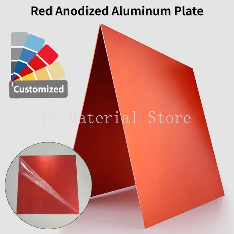 Thick 0.5/0.8/1.0/1.5/2.0mm Red Anodized Aluminum Alloy Plate 5052 Aluminum Flat Plate 100x100/200x200/200x300/300x300mm