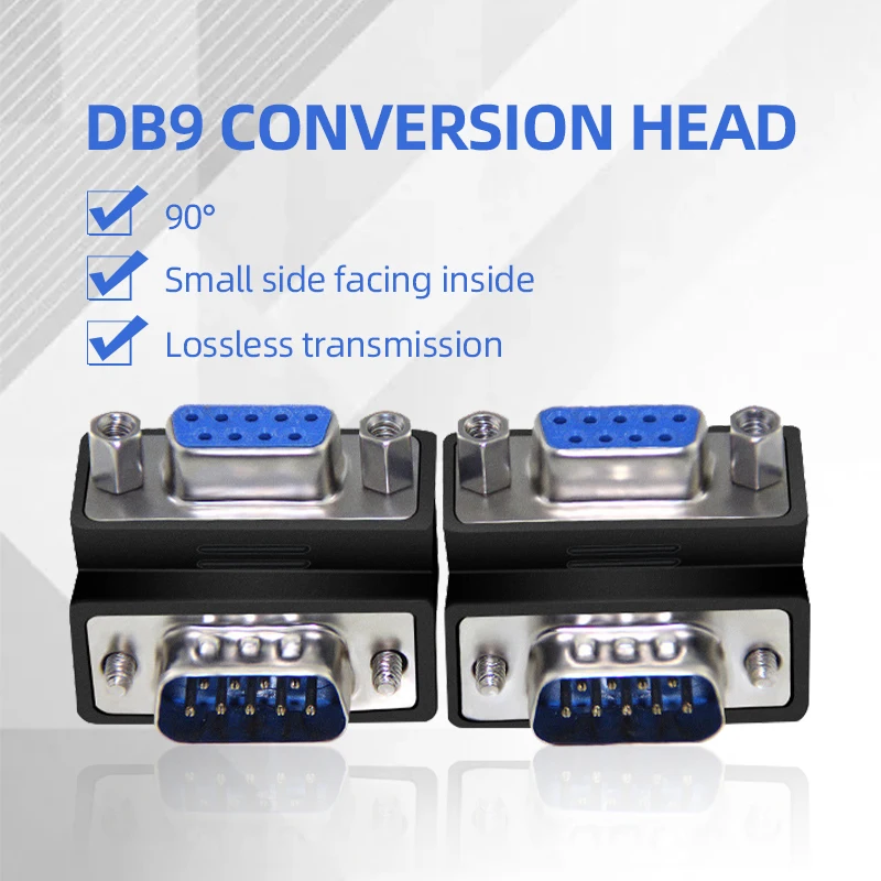 

DB9 Male To Female Converter Adapter DB9 Small Side In DB9 Pin Serial Port Adapter 90° Rotate Lossless Transmission