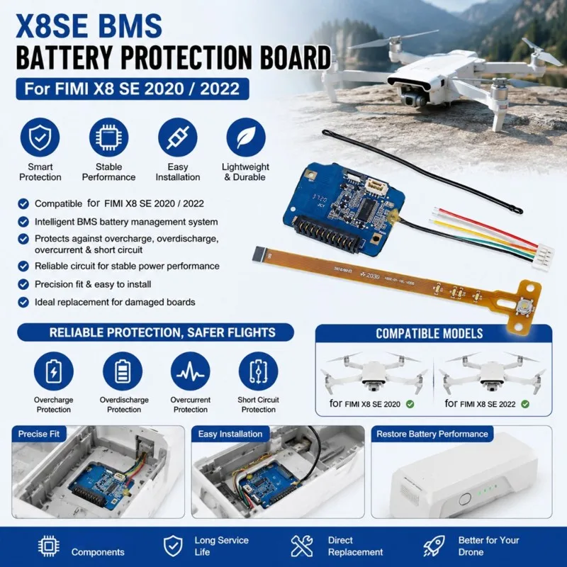 [T64C] For FIMI X8SE 2020 2022 Battery BMS Protection Circuit Board Replacement Module Repair Accessory