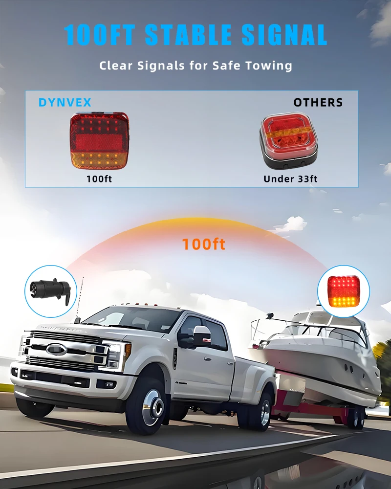 Rechargeable Wireless Reflective Lens Truck Taillights Brake Lights LED Trailer Rear Tail Turn Signal Lamp Caravan Camper Lorry