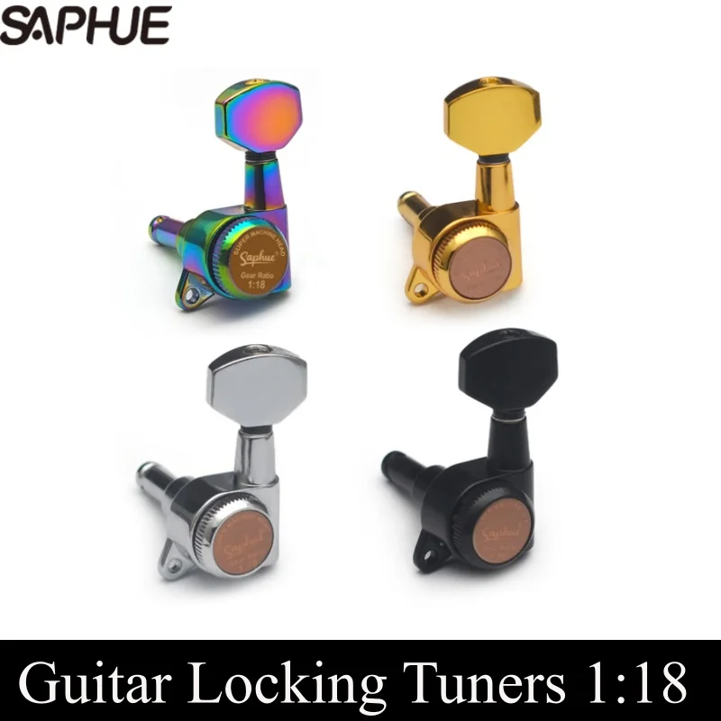 SAPHUE Guitar Locking Tuners 1:18 Lock String Tuning Key Pegs Machine Head Hexagonal Handle for Electric Folk Acoustic Guitars