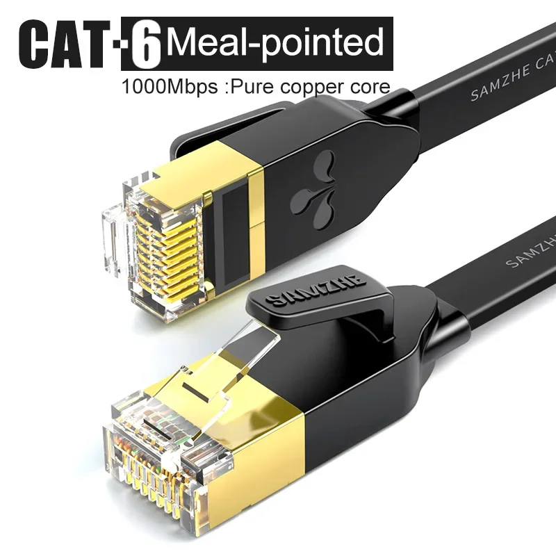SAMZHE CAT6 Platte Ethernet-kabel 1000 Mbps 250 MHz CAT 6 RJ45 Netwerk Patch Cord LAN voor Computer Router Laptop