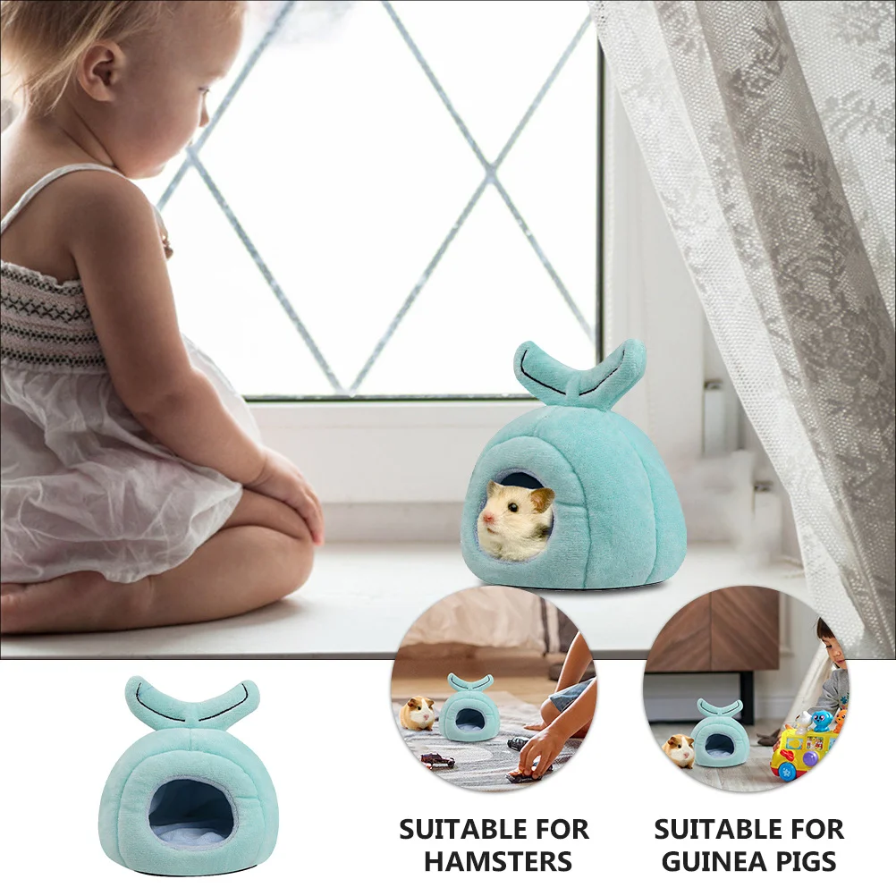 

Lovely Cartoon Whale Shape Hamster Warm Bed For Chinchillas Mice Rabbit Cozy Safe Hideout Cave Nest Small Pet Relaxing