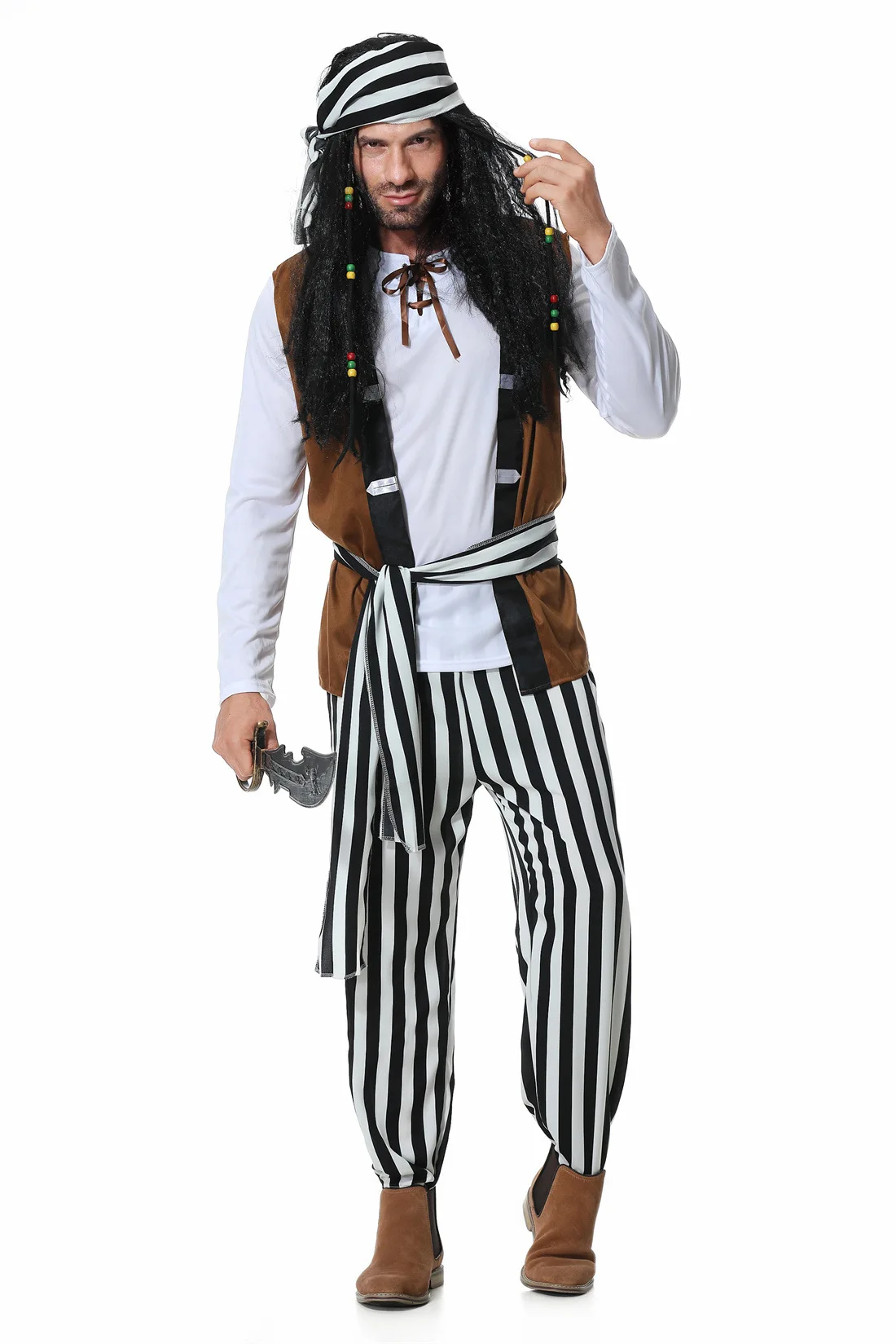 Cosplay Pirate Captain Jack Sparrow Adult Drama Stage Costume