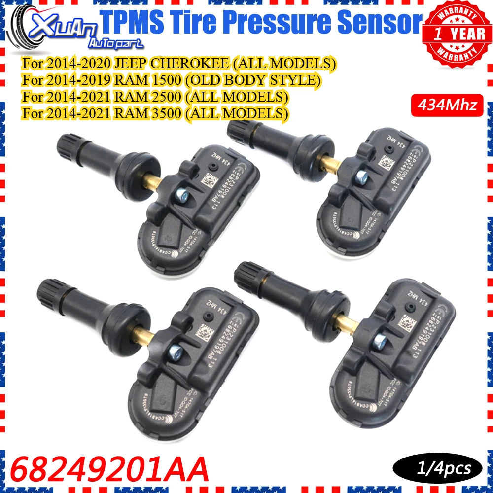 

TPMS 68249197AA для 2014-2021 DODGE RAM 1500 2500 3500 JEEP CHEROKEE датчик давления в шинах 68249201AA 434 МГц