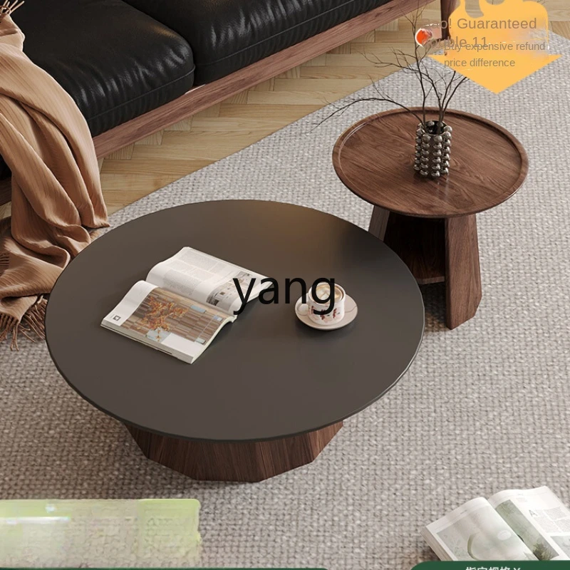 XYY high and low combination coffee table solid wood rock slab storage small apartment living room