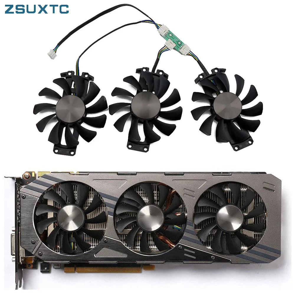 3 pçs/lote 75MM 4PIN GA81S2U GTX970 980 GPU ventilador para ZOTAC Geforce GTX 980-4GD5 GTX 970 AMP 4G placa gráfica