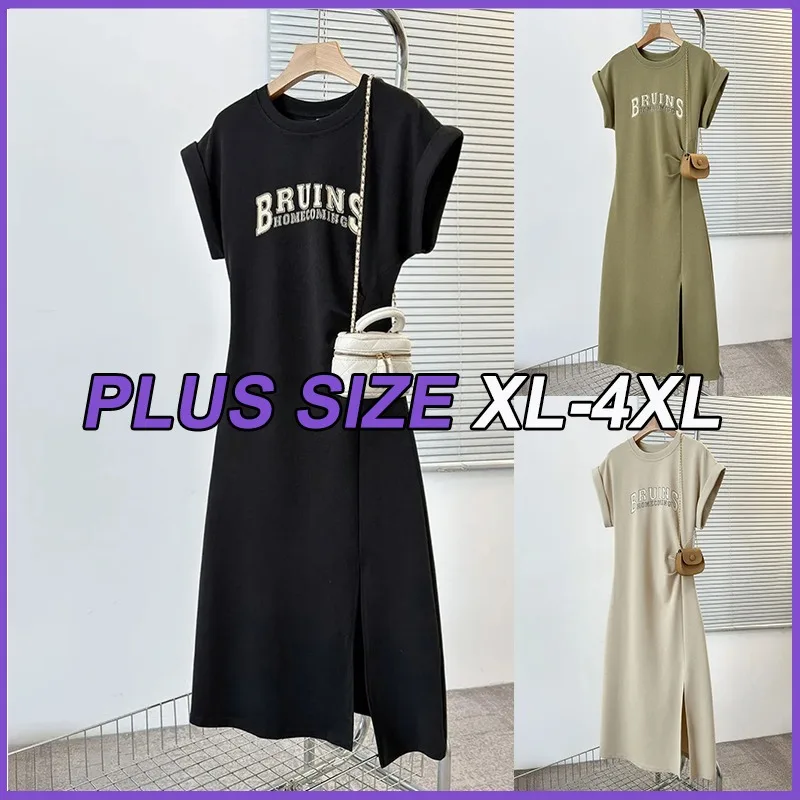 

Short Sleeve Casual Plus Size Dress Women Loose Midi Dresses Female Korean Fashion Oversize Letter Printed Dresses Vestidoes
