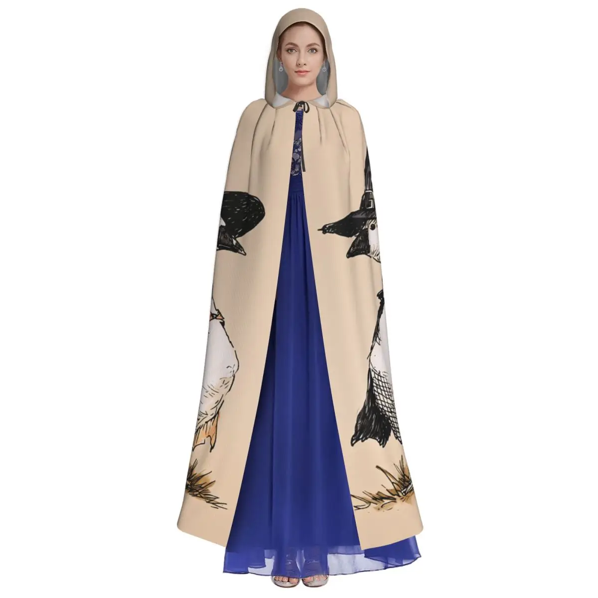 Aldult Spooky Goose Halloween Cloak with Hood Funny Art Grim Reaper Robe Costume for Party
