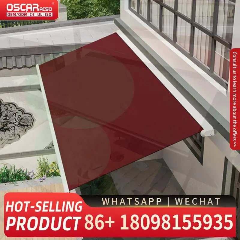 

Настенная водонепроницаемая моторизованная выдвижная акриловая полная кассета со светодиодной подсветкой, алюминиевый складной кронштейн, тент для патио, уличный Ga