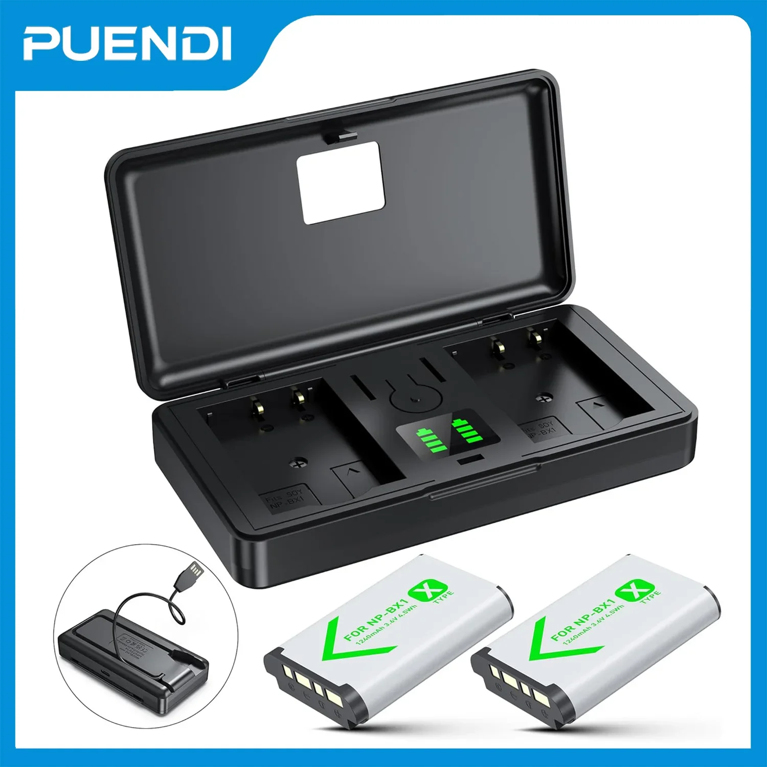 NP-BX1 Camera Battery and USB Charger for Sony NP-BX1/M8/ZV-1/ZV-1F/DSC-HX95/HX99/HX350/RX1/RX1R II/RX100(II/III/IV/V/VA/VI/VII)