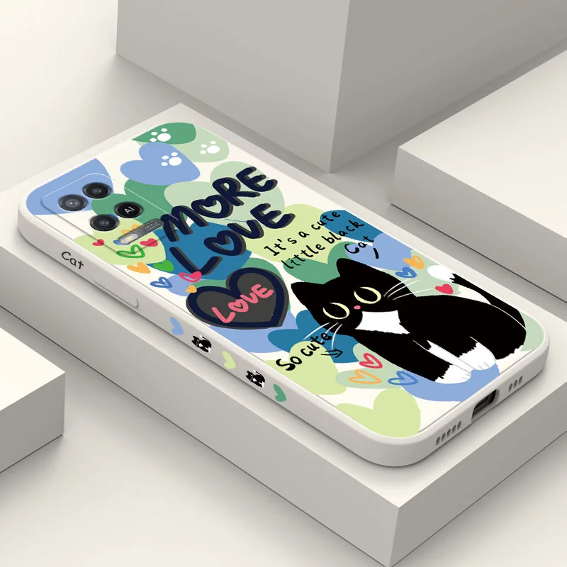 

Love Black Cat Case For OPPO A54 A74 A55 A57 A77 A78 A96 A76 A16 A15 A95 A94 A83 A53 A72 A52 A9 A5 A12 A31 2020 S 4G 5G Cover