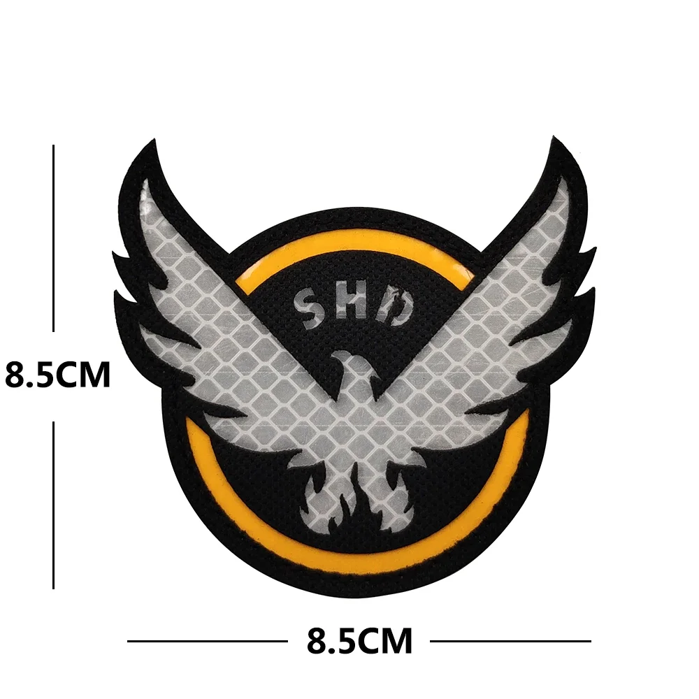 SHD The Division بقع مطرزة للملابس اطلاق النار لعبة لعب الأدوار التكتيكية شارة أجنحة هوك وحلقة شارة على ظهره #3