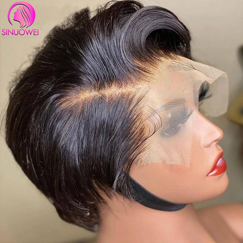 Pixie Cut Wig Transparent Lace Human Hair Wigs For Women Straight Short Bob Wig Remy Human Hair Wig Brazilian Hair Wig