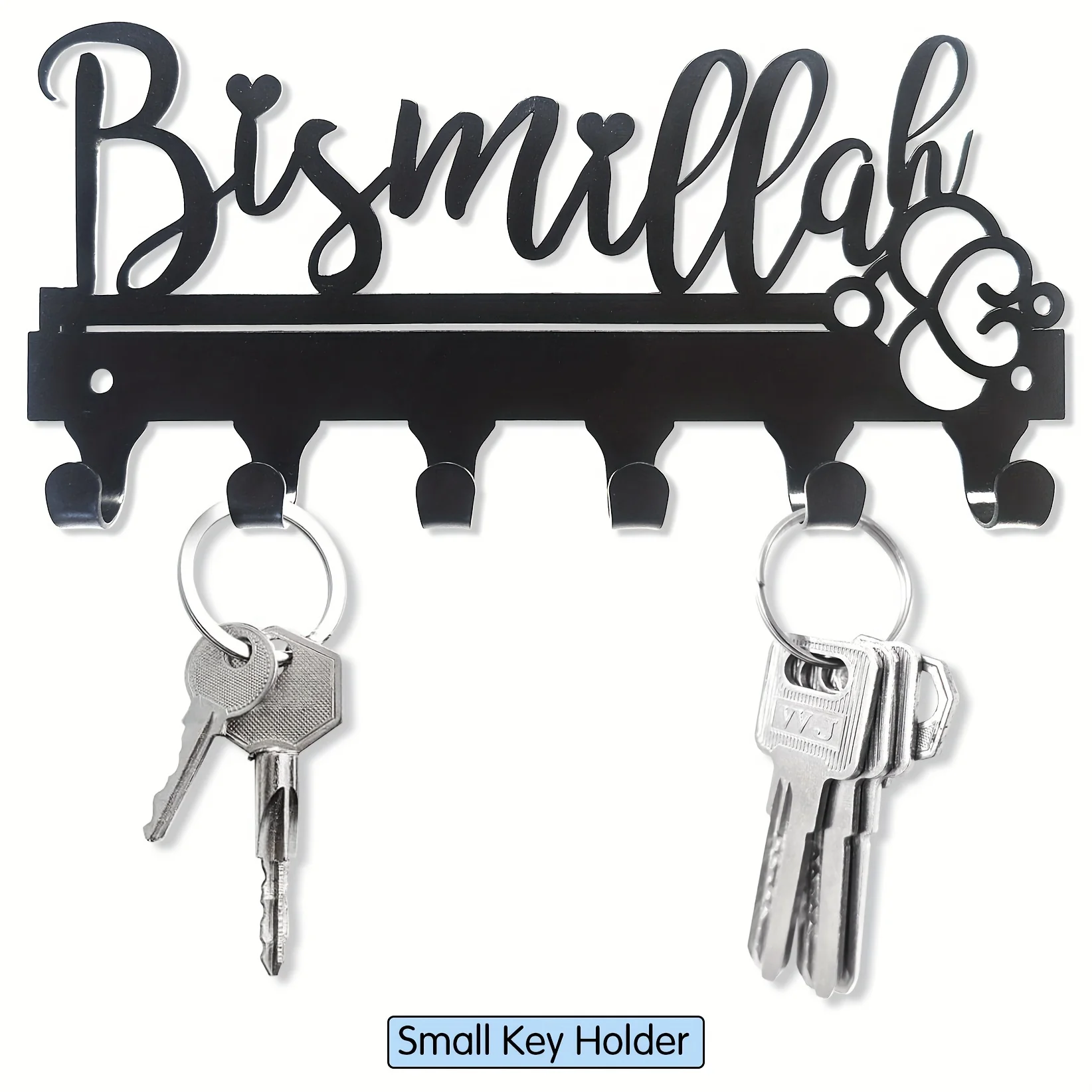 CIFBUY Bismillah Metal Wall Art Key Holder Waterproof Durable Iron Craft Decor For Entryway Kitchen Home Interior Gift