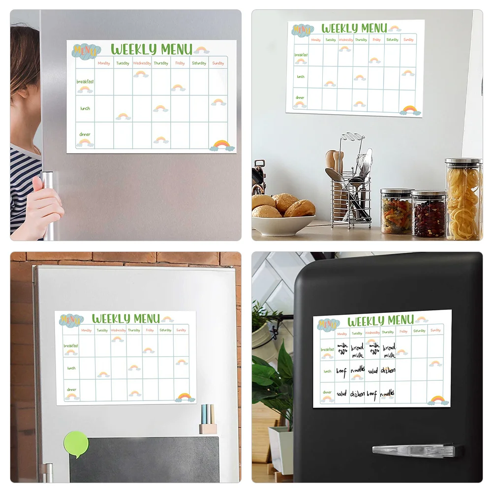 مخطط الوجبات اللزجة، الثلاجة، المسح الجاف، قابلة لإعادة الاستخدام، لوحة القائمة الأسبوعية، جدول الثلاجة، السبورة البيضاء، مخطط الوجبات اللاصقة #3