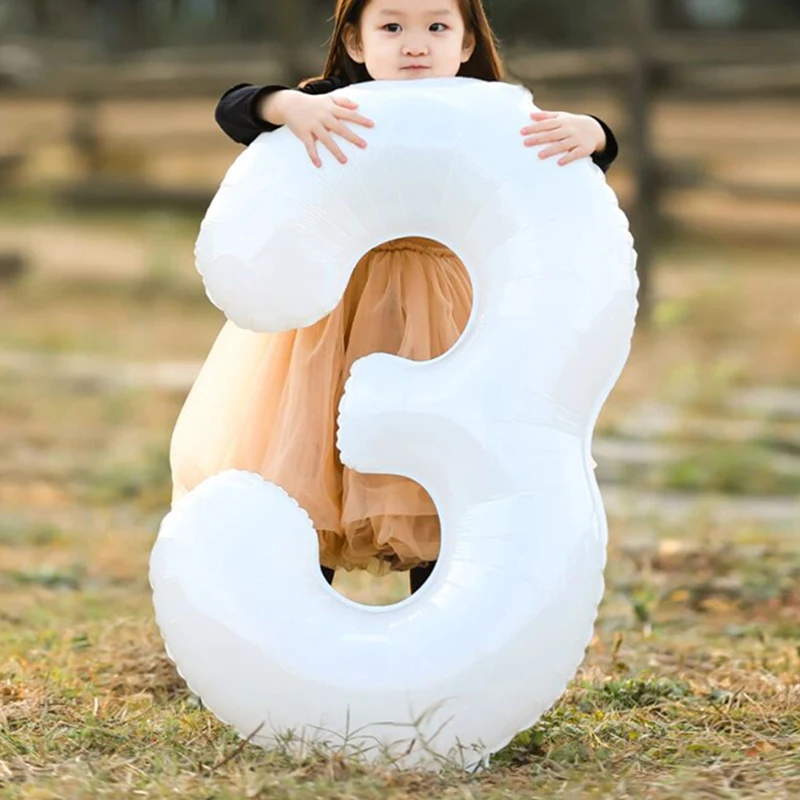 White Aluminum Foil Number Balloon, Balões Digitais, Aniversário, Baby Shower, Decoração da festa de casamento, Kids, Grande, 0-9, 16"