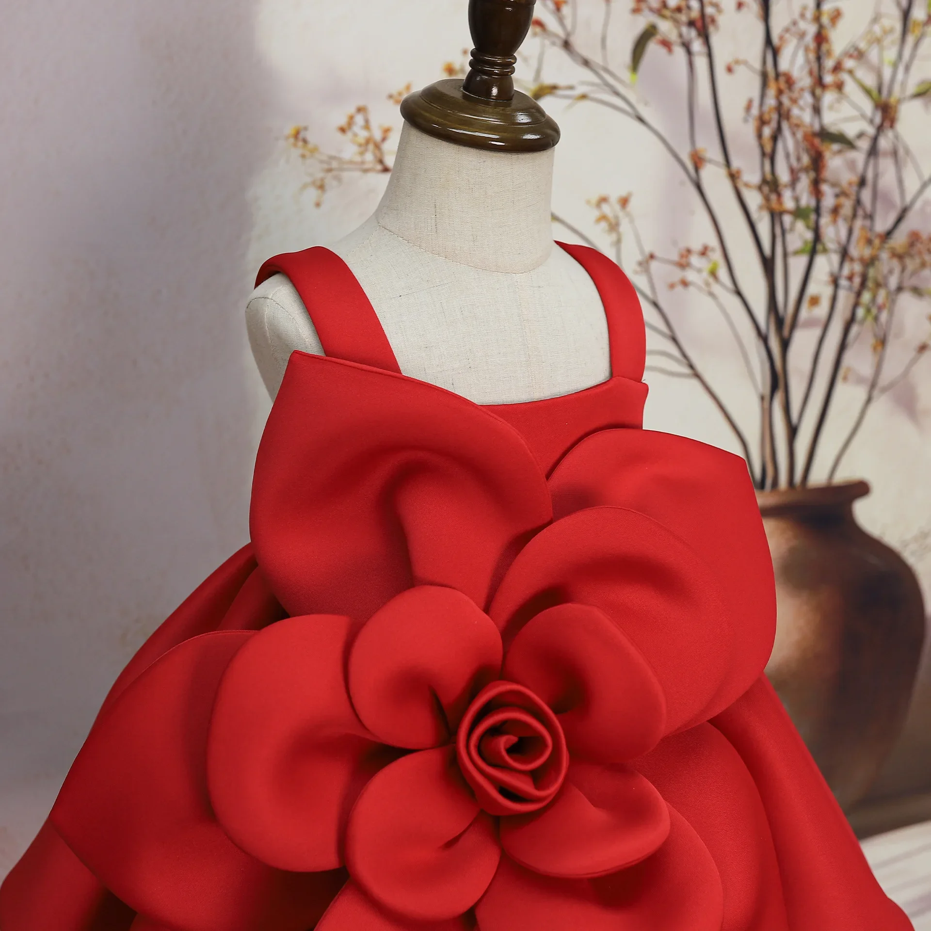 Solid Color Sleeveless Baby Girl Dress Children Boutique Princess Dresses Christmas New Years Flower Kids Girls Flower Clothing