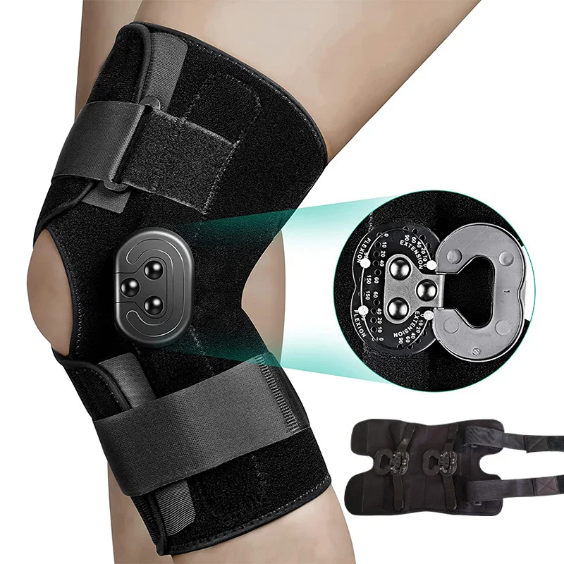 Hinged Knee Brace Adjustable Knee Support with Side Stabilizers of Locking Dials for Knee Pain Arthritis Acl Pcl Meniscus Tear