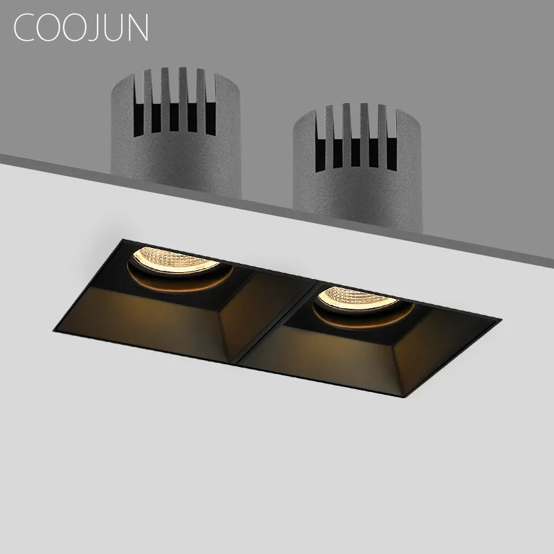 

COOJUN LED Spotlight Recessed Frameless Square Grille Ceiling Light 7W 12W Anti-glare Downlight for Home Shop Office Decoration