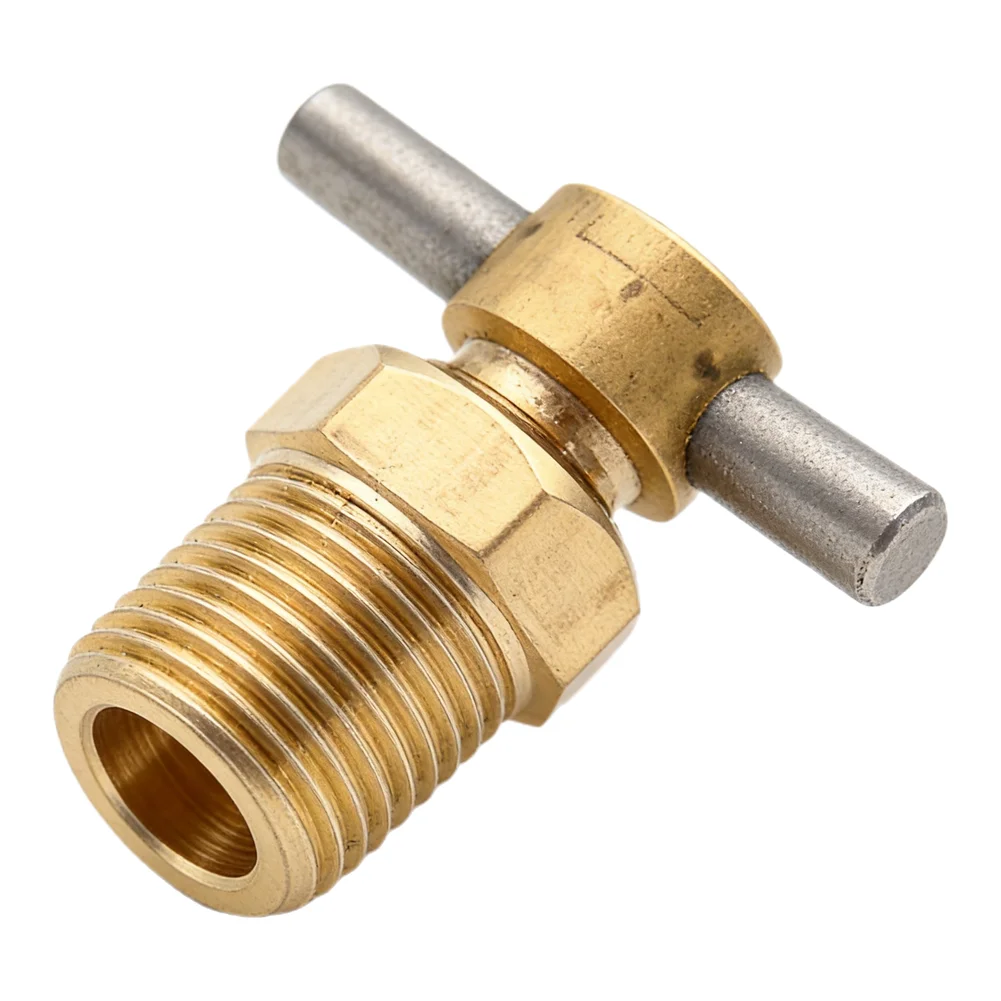 1PCS 1/4 Inch NPT Brass Drain Valve Replacement Part 12mm Diameter With Threaded Connection Ends For Air Compressor Tank Part