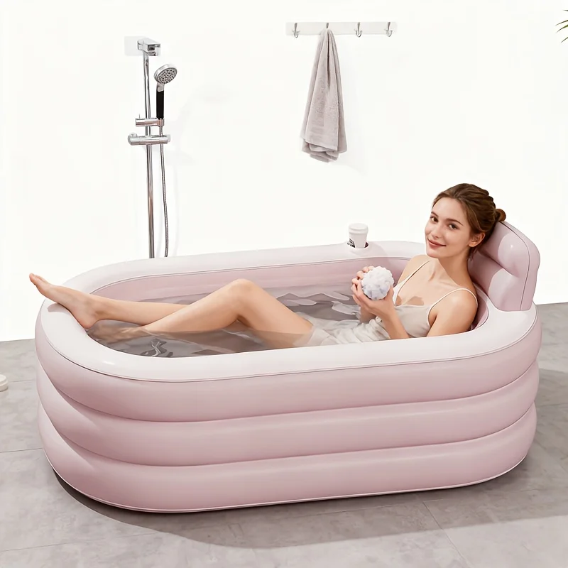 Adult Inflatable Bathtub: A Foldable, Portable Bathtub for Home Use, Featuring A Comfortable Backrest, Made of Thick,