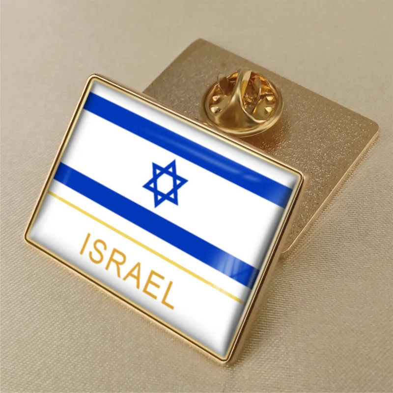 Israel National Flag Crystal Drop Gum Badge Crystal Brooch World Flags Badge Home Furnishing High-Quality Metal Party Decoration