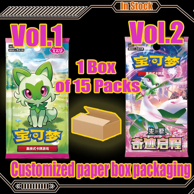 

Original Cards Gem Pack Vol.2 Chinese Pokemon TCG Eevee Scarlet Violet Vol.1 Trading PTCG Box Card Custom 1Case 20 Boxes