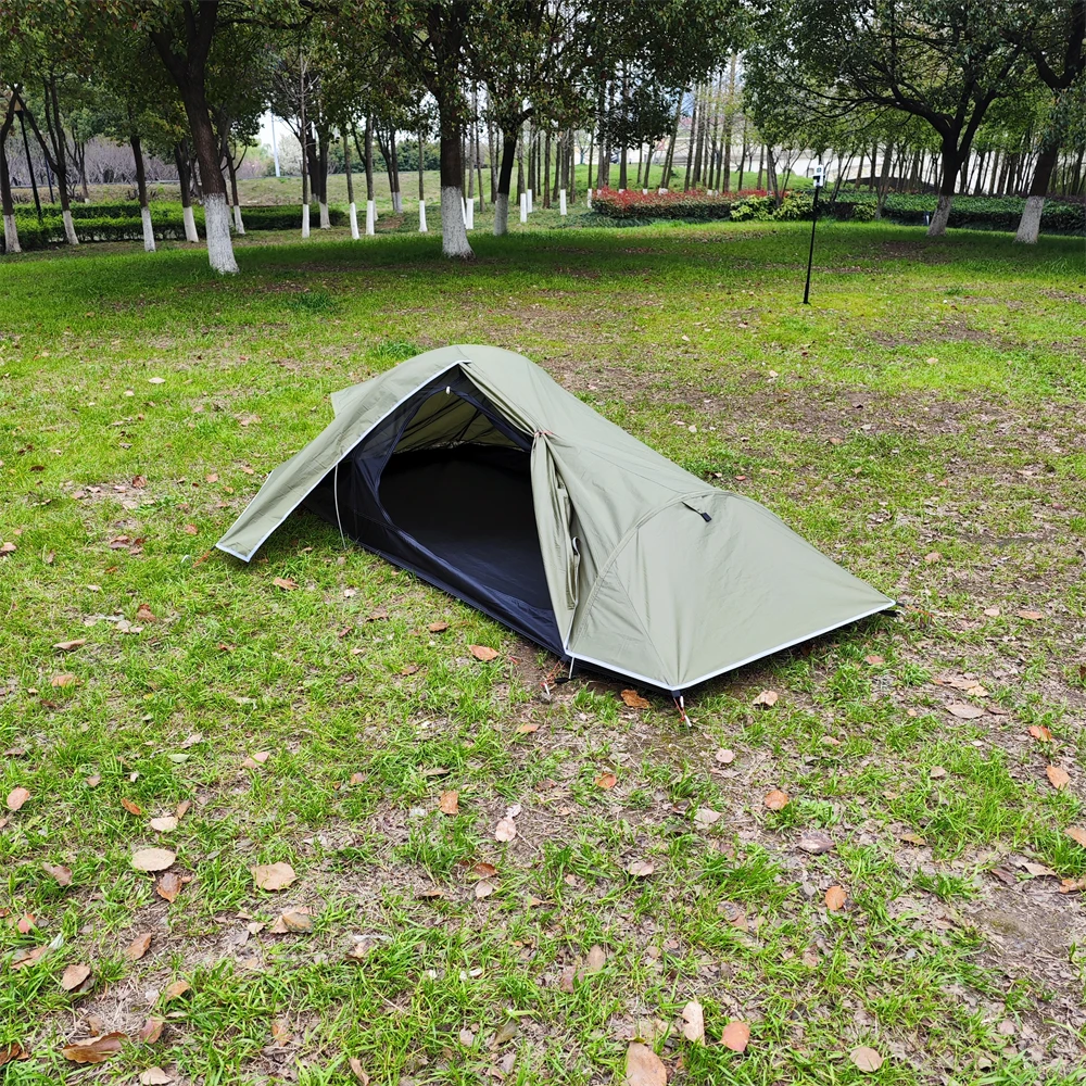 Ultralight One Person Tunnel Tent Outdoor Rainproof Camping Tent With Inner Tent Hight 77cm Windproof Breathable Large Space