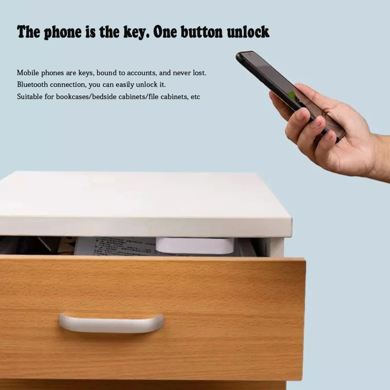 Imagem -02 - Tuya Smart Home File Lock Cabinet sem Fio Bluetooth Keyless Invisible Mobile App Control Fechaduras Eletrônicas para Móveis Gaveta