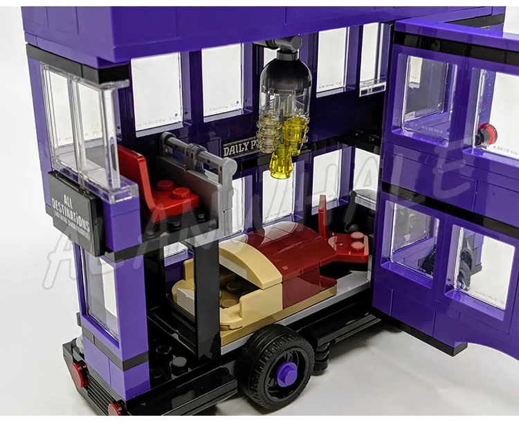 419pcs Magical World of Wizards The Knight Bus Purple Triple-decker 11342 Building Blocks toy Compatible With Model