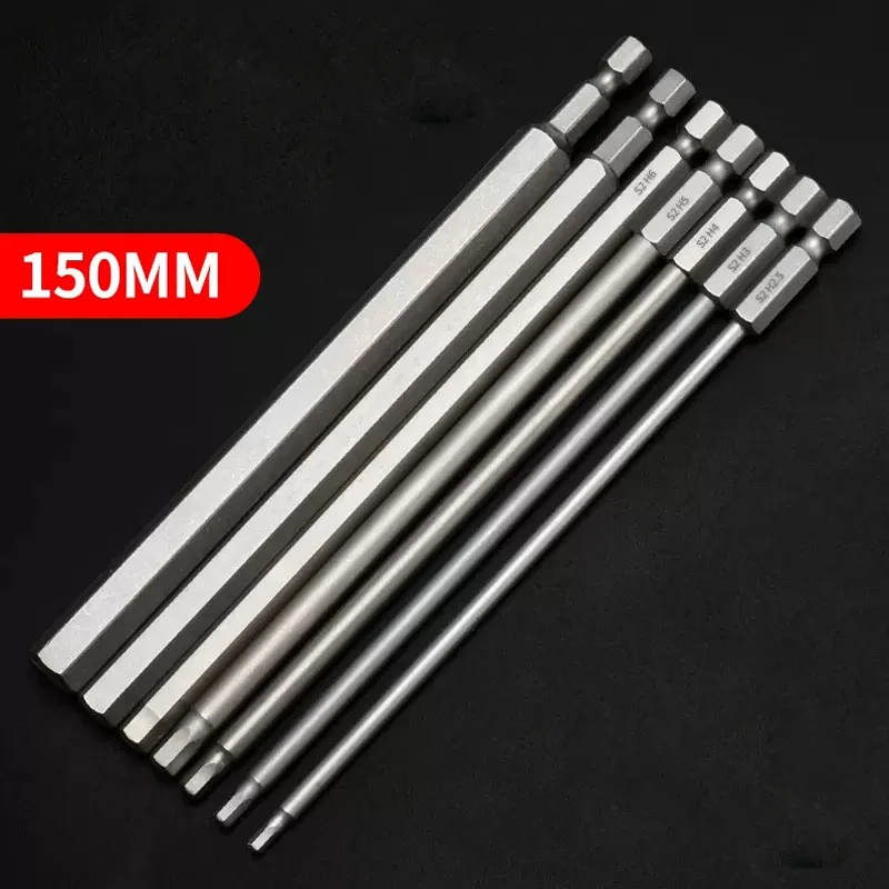 150mm Hex Allen screwdriver Bits 1/4 Inch Hex Shank  Magnetic Electric Drill Bits Set Hex Head Screw Tools H3/H4/H5/H6/H8/H10mm