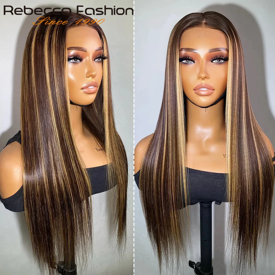 On Clearance Sales Straight Highlight P4/27 Wigs Human Hair Ginger Orange Color Wigs Middle Part Wig 180% Density 13x5x1 Lace