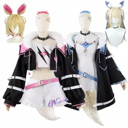 Vtuber Fuwawa Mococo Abyssgard Cosplay Costume Fwmc Hololive EN Advent 3rd Fuwa Moco Holo Abysguard Girl Set Wig Anime