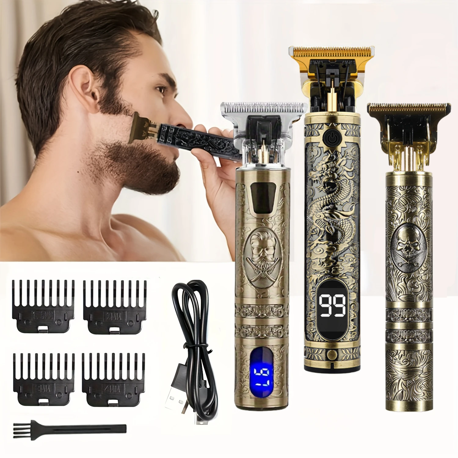 The t9 new hair clippers hairdresser electric pusher oil head carving razor bald hair haircut scissors electric hairdresser