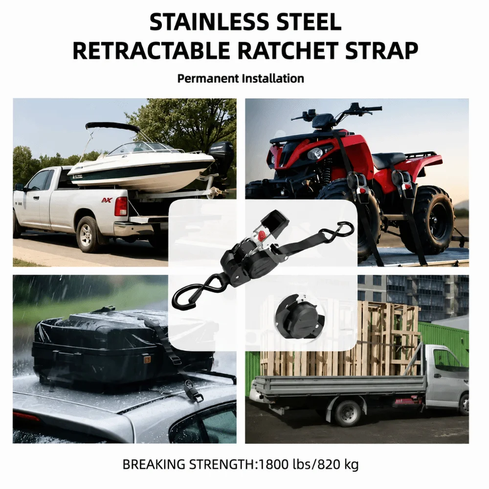 3 Meters Length Auto Ratchet Strap Polyester Wear Resistant Cargo Tightener Corrosion Proof Anti Slip Load Securing Strap