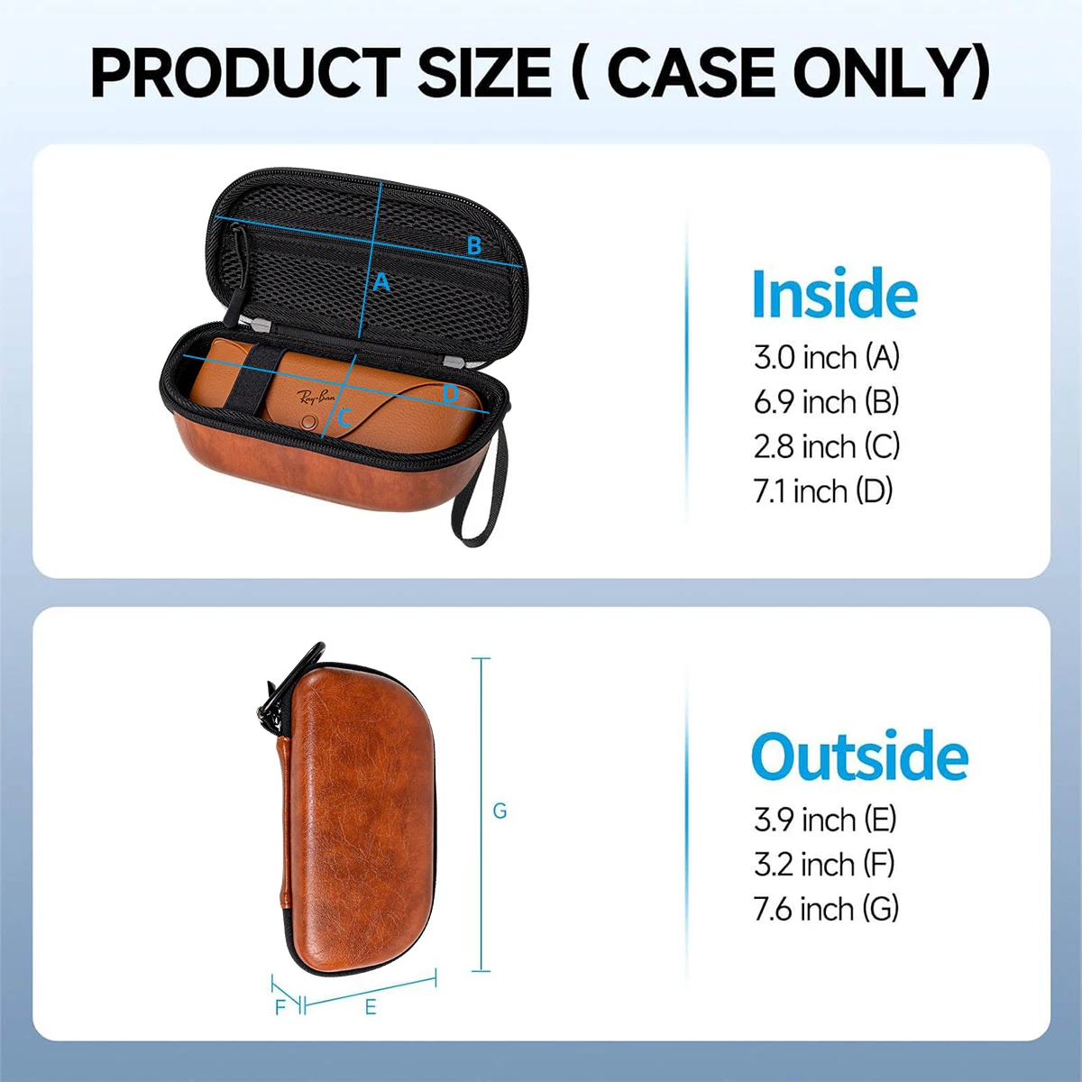 حقيبة تخزين لنظارات Rayban Meta Ai، حقيبة حمل صلبة من إيفا، بطانة مقاومة للصدمات والخدش، متوافقة مع معظم النظارات الذكية