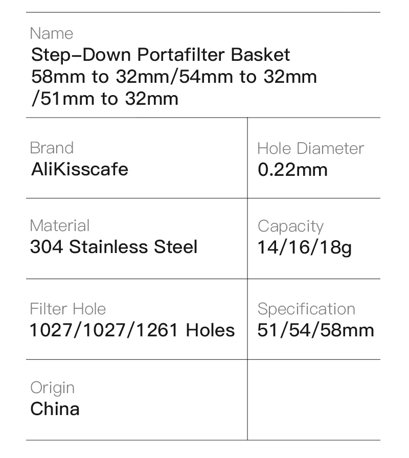 Alikisscafe Siebträgerkorb mit variablem Durchmesser, Step-Down-Konvex-Billet, 51 mm, 54 mm, 58 mm, Kaffee-Espresso-Zubehör, Barista-Werkzeug – Detail 10