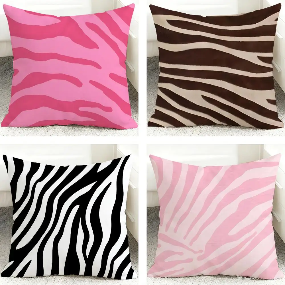 Modern Zebra Stripes Pattern Cushion Cover 40x40cm Square Decorative Sofa Cushion Cover Bedroom Living Room Home Decor Gift