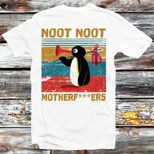 Pingu Noot Motherfu *** rs 남녀공용 티셔츠, 재미있는 앵글 화이트, 유니섹스 스타일 디자인, 최고의 선물, B72