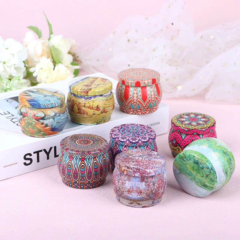 Vintage Candle Tin Can Candy Cookie Storage Box Dry Spice Storage Jar Suitable DIY Candle Cosmetic Ointment Making Christmas