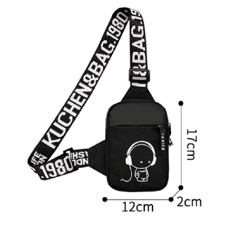 Sac à bandoulière unisexe à la mode, Simple Hip Hop voyage quotidien, sac de poitrine à bandoulière Simple imprimé Graffiti