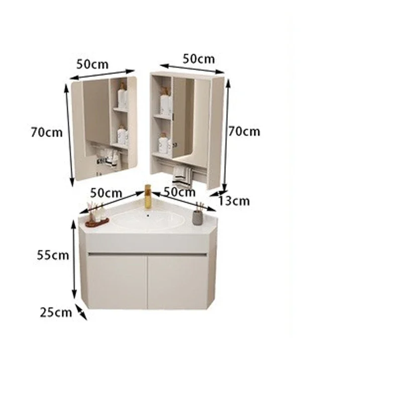 Triangle Wash Basin Cabinet Combination Corner Cutting Small Apartment Washbasin Special-Shaped Corner Stone Plate Cabinet