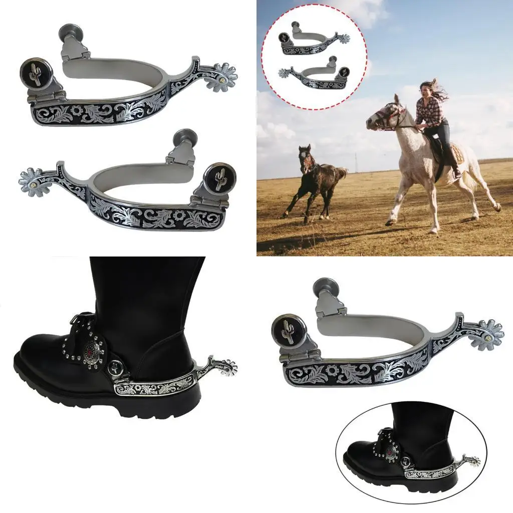 652F حصان من الفولاذ المقاوم للصدأ تحفيز Western Cowboy Horse Spur Horse Boot Decoration للفروسية المسابقة الترفيهية