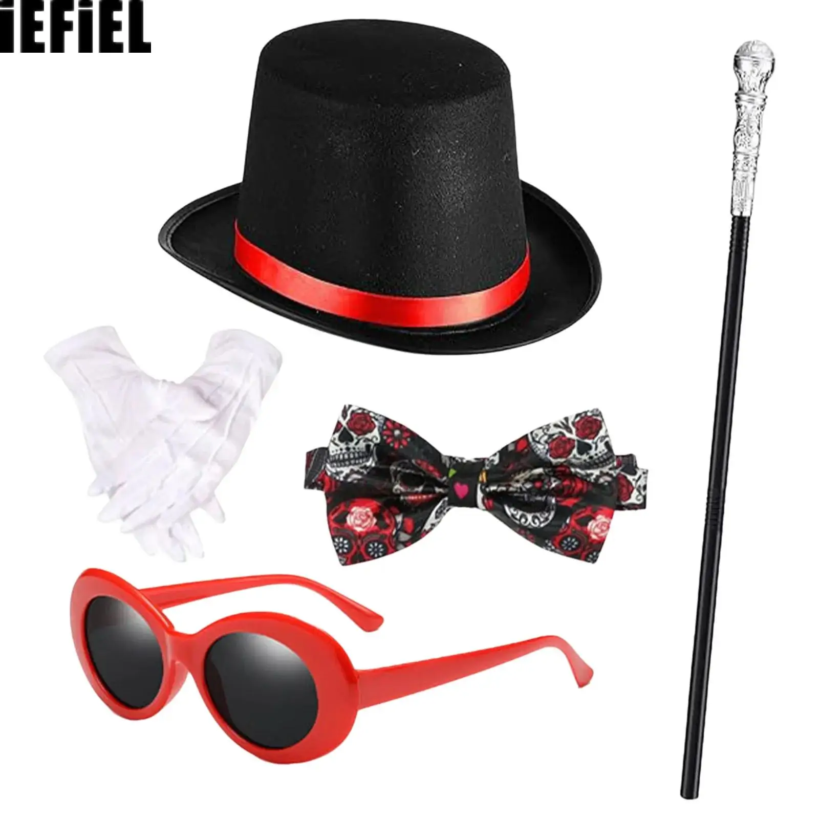 

Мужской костюм волшебника на Хэллоуин: комплект с фраком, перчатками, палочкой-черепом, солнцезащитными очками и галстуком-бабочкой