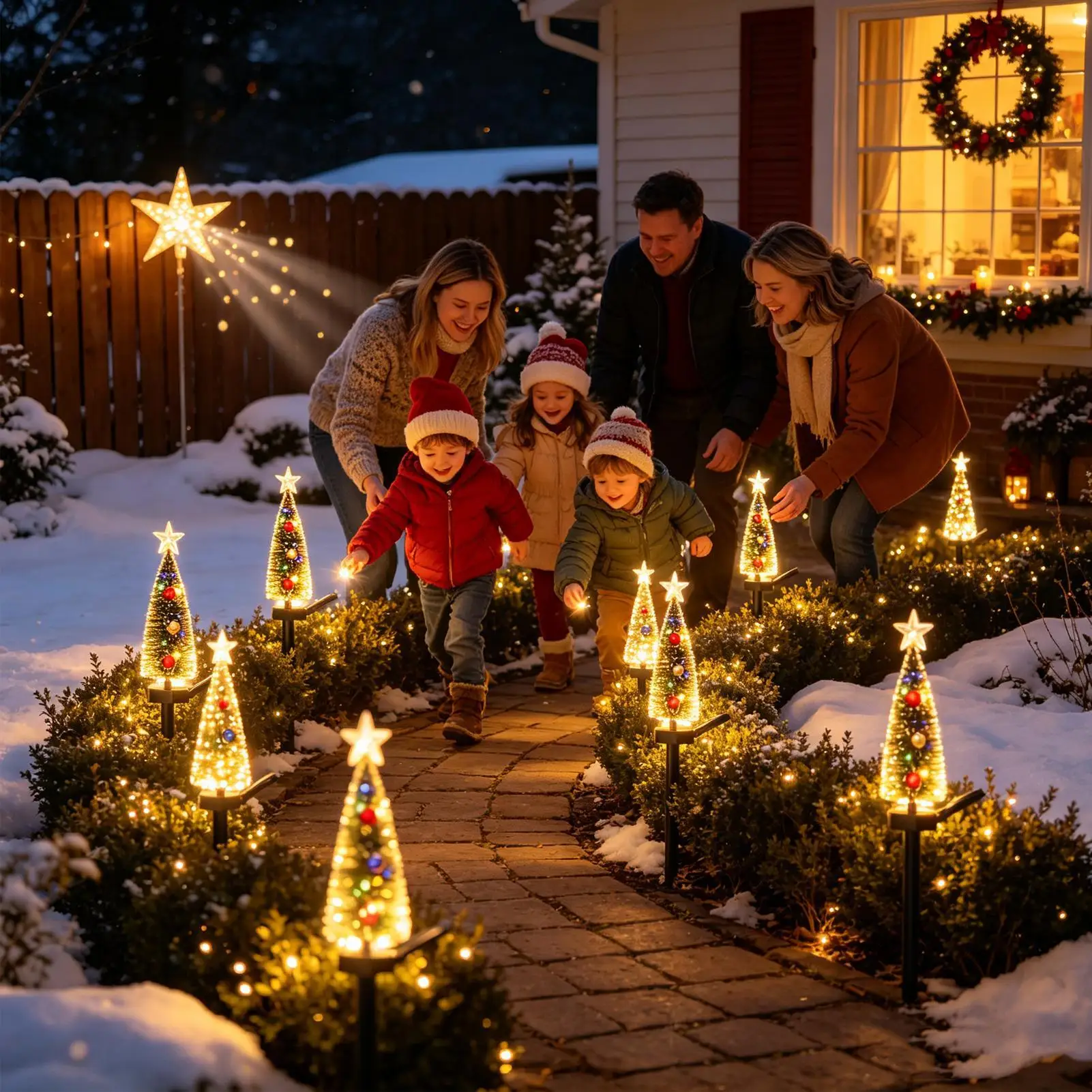 Solar Holiday Lights Outdoor 2 Pieces Tall Waterproof Tree Yard Decor Solar Christmas Lights Outdoor Waterproof For Pathway