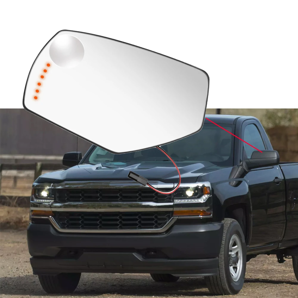 Heated Side Mirror Glass Rearview Mirror Lens Blind Spot Turn Signals for Chevrolet Silverado GMC Sierra  2500 3500 HD 2015-2017