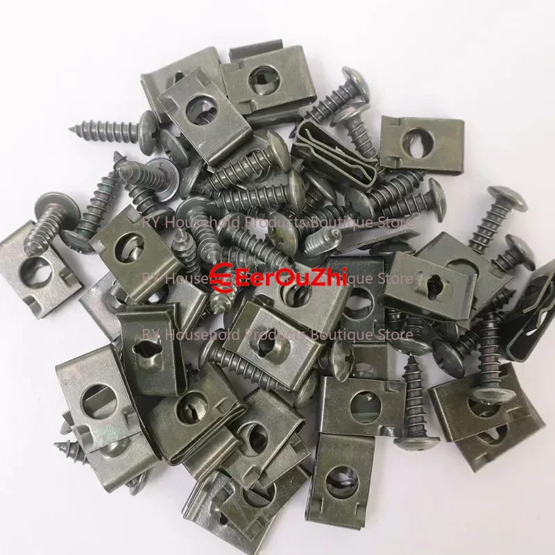 Car, Electric Vehicle, Motorcycle License Plate, Electric Pedal, Plastic Cover, Metal Retainer, Self-tapping Screw U-clip