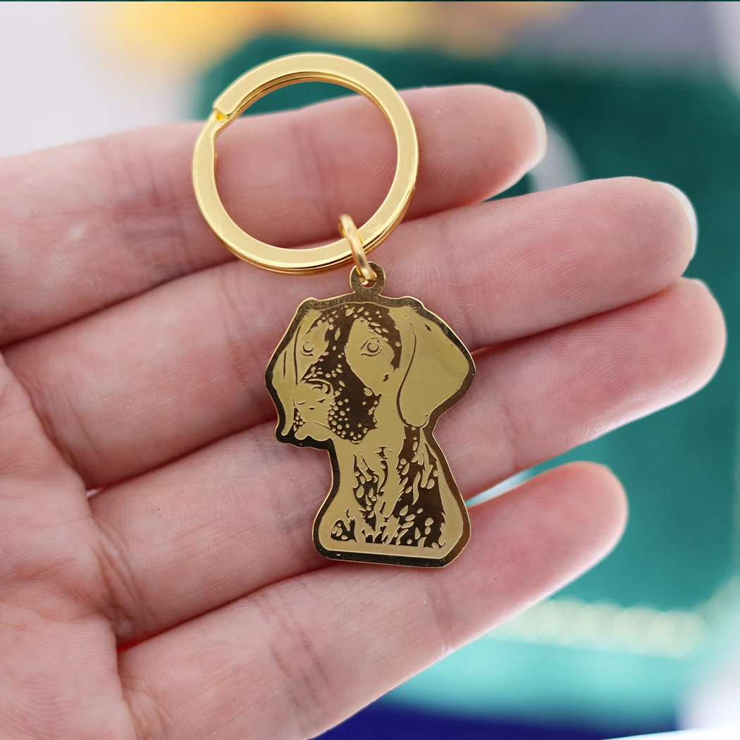 Waterproof Metal Stainless Steel Spotted Dog Pendant Keychain for Women Men Cartoon Pet Animal Kids Gifts Jewelry Accessories